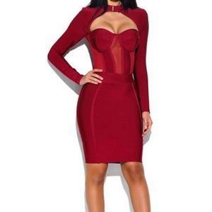 Burgundy Bandage dress